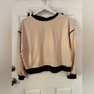 Chic Cream and Black Women's Sweatshirt